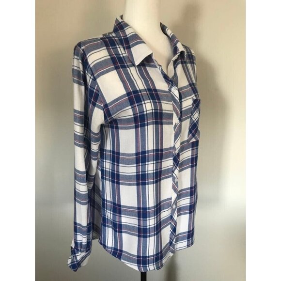 RAILS Long Sleeve Shirt Size Small Button Up Hunter White Blue Raspberry Plaid - Picture 3 of 8